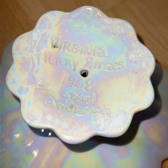 Vintage 1968 Small Iridescent Floral Pitcher & Wash Basin/Display Tray Platter - Picture 10 of 15